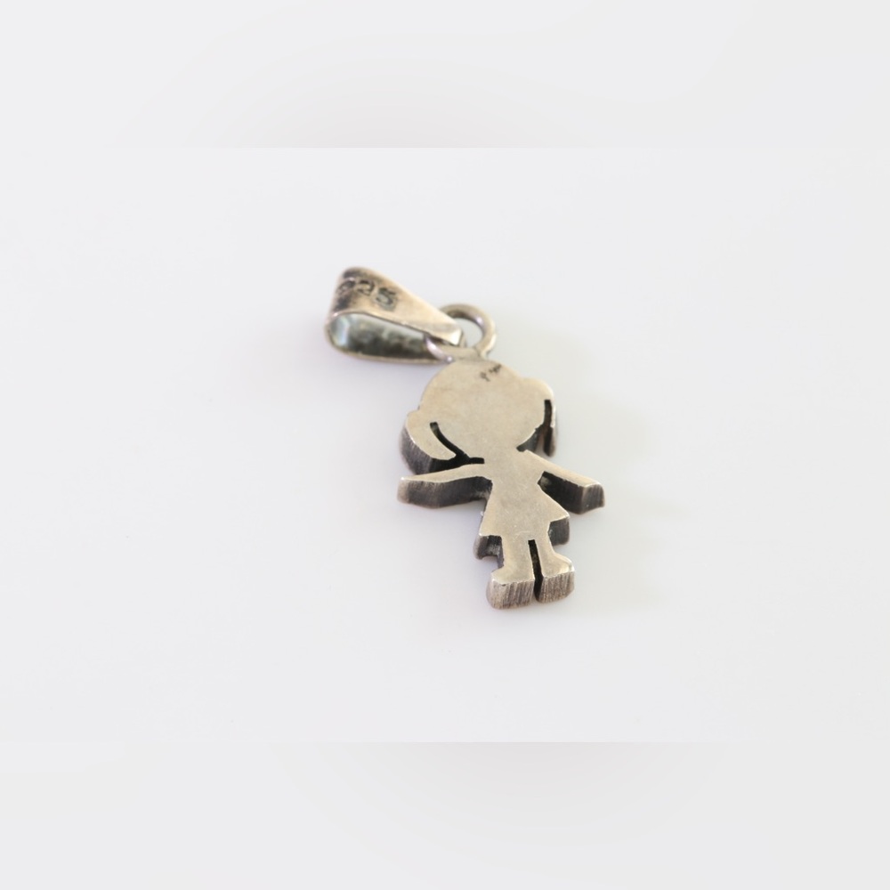 Vintage 925 Sterling Silver Girl Pendant Charm • Possibly Chile 1970s - Picture 4 of 9